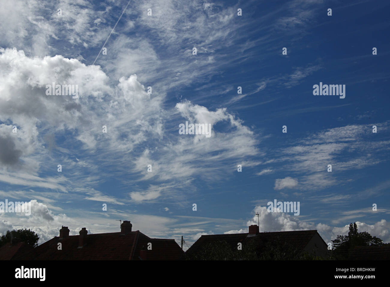 Cirrus spissatus clouds high above Somerset Stock Photo