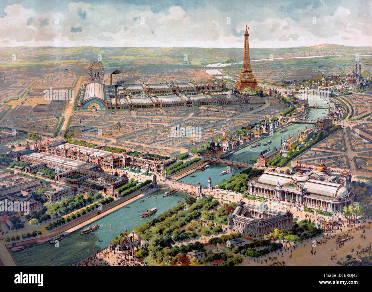 Panoramic View of the World's Fair of 1900, Paris, France Stock Photo