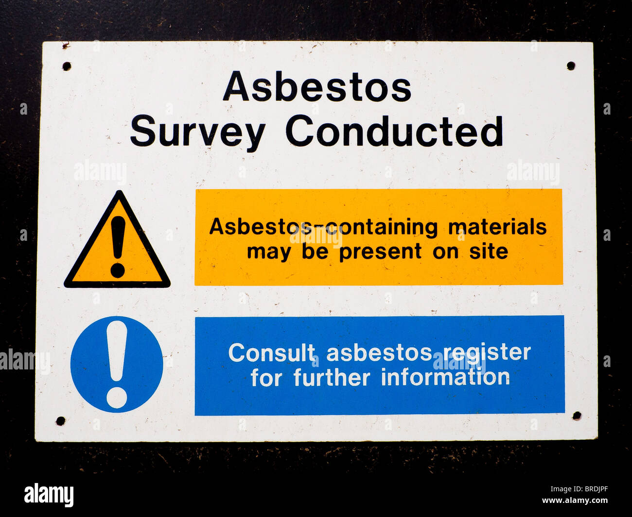 Sign notice that an asbestos survey has been carried out identifying a
