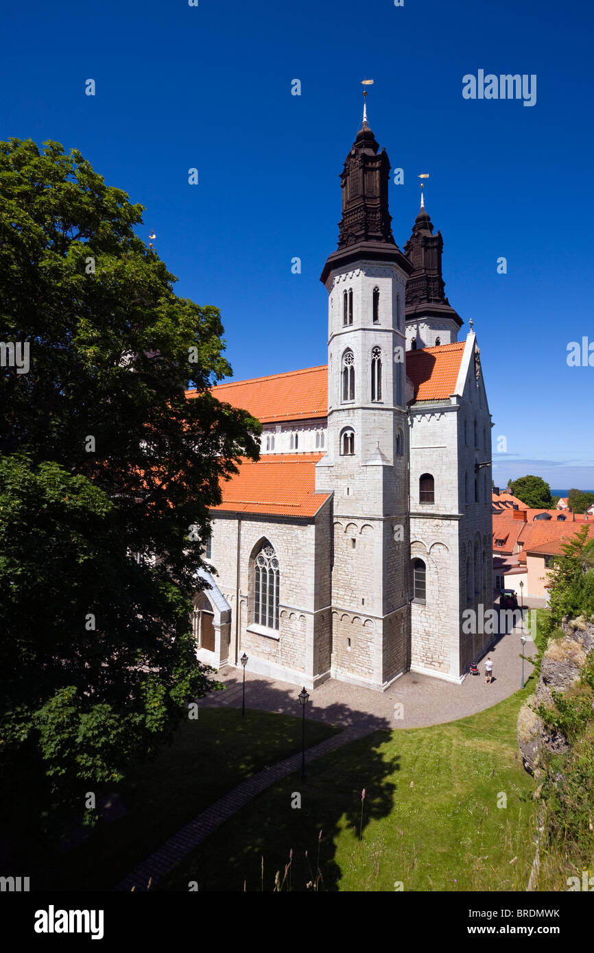 Visby Sankta Maria Domkyrka (S:t Maria Cathedral of Visby), Gotland. Stock Photo
