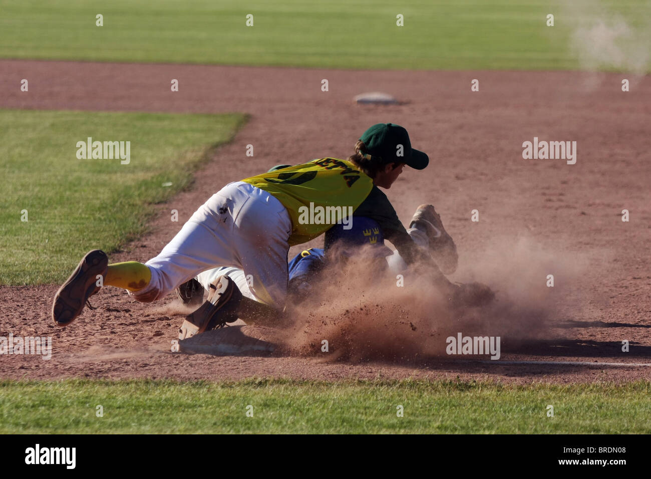 Cadet Qualifier for the European Championships of baseball for cadets. Lithuania beat Sweden by 11-7, but Sweden won the group. Stock Photo