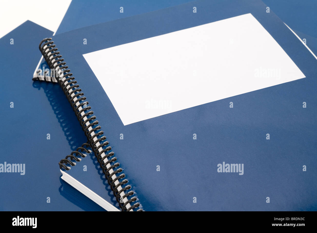 Blue school textbook, notebook or manual with white background Stock ...