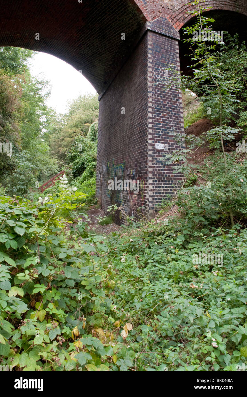 Fakenham old railway arch over the now disused line. Stock Photo