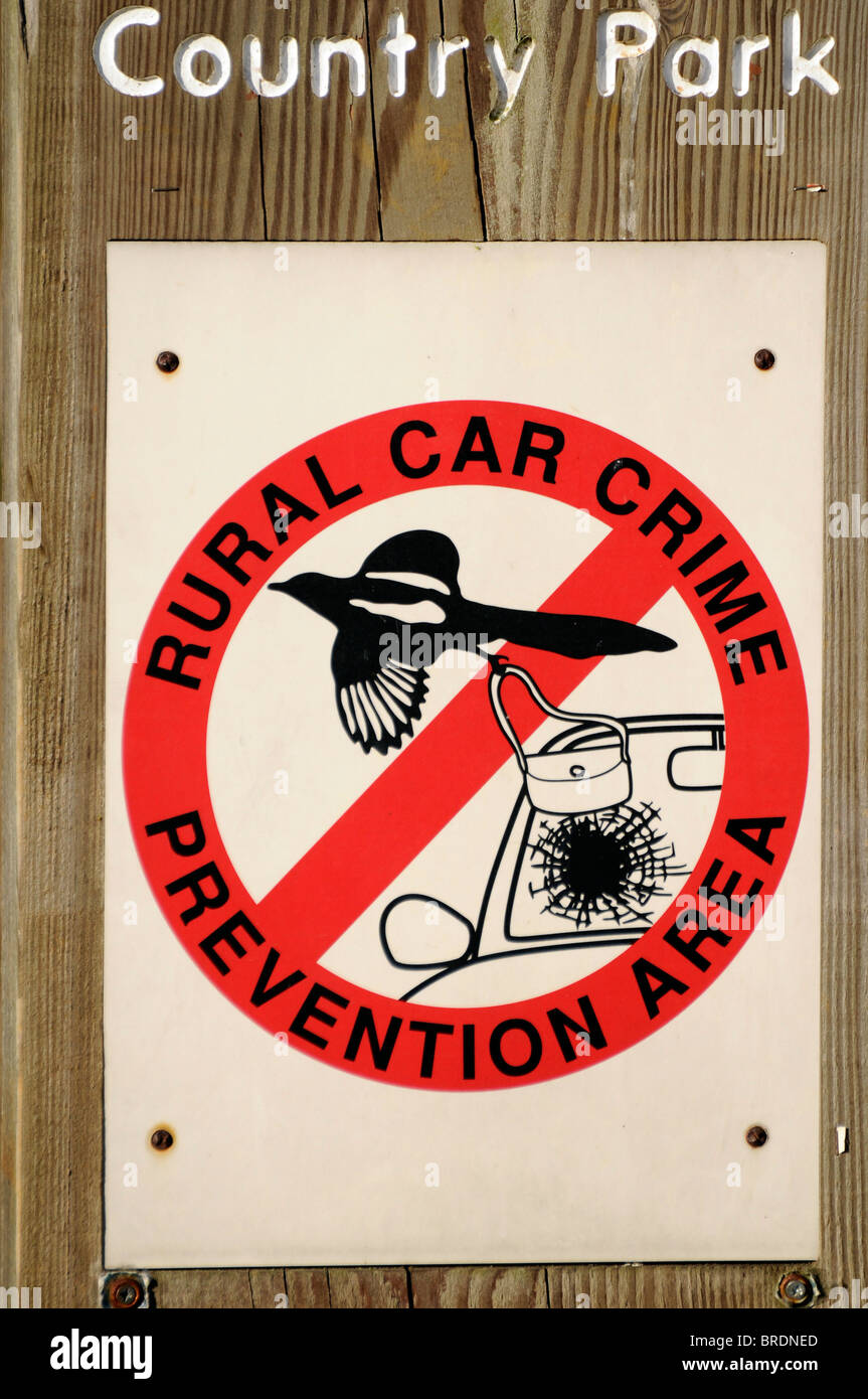 Car crime prevention sign Stock Photo