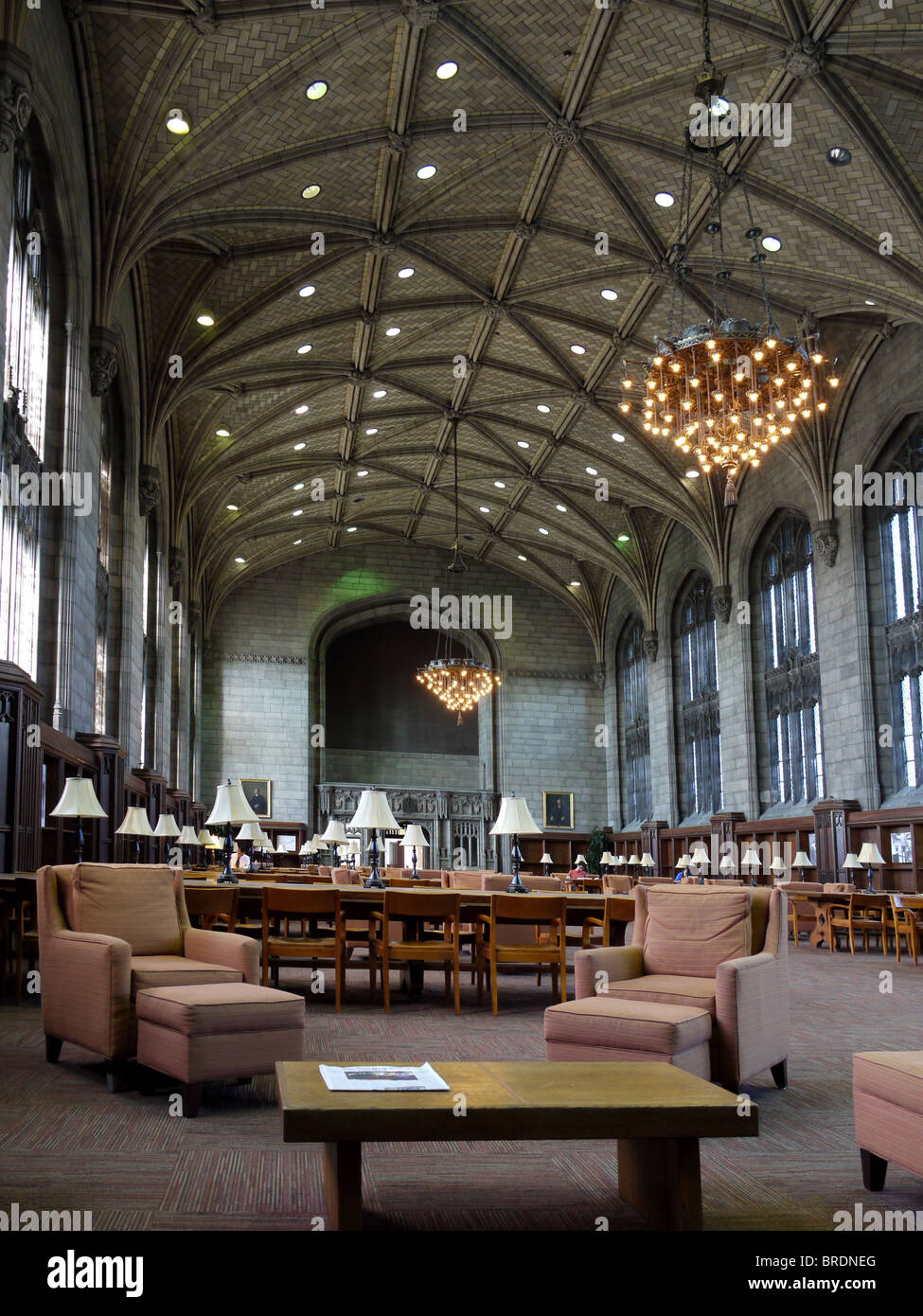 University of Chicago Library reading room Stock Photo