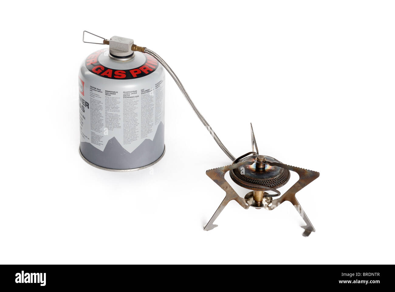 Portable gas cartridge stove Stock Photo