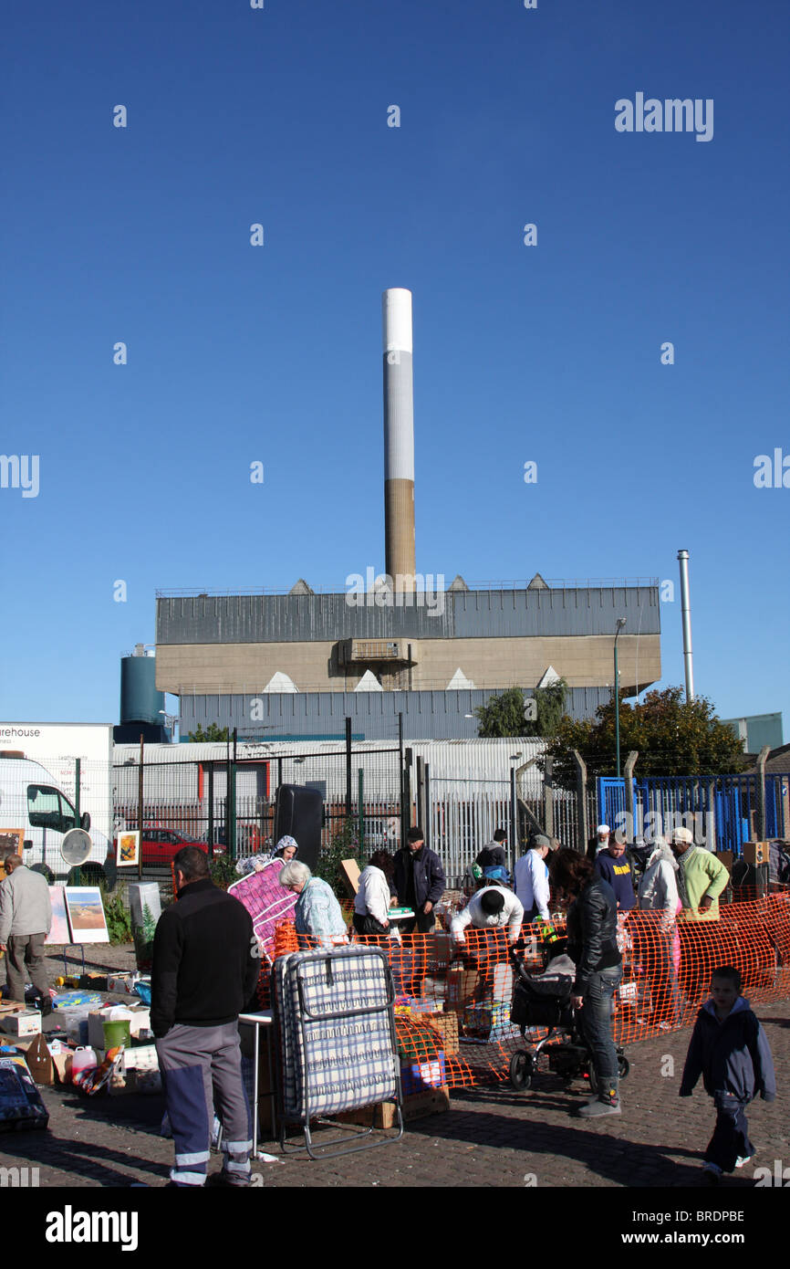 Eastcroft incinerator overlooking Nottingham Cattle Market, Nottingham, England, U.K. Stock Photo