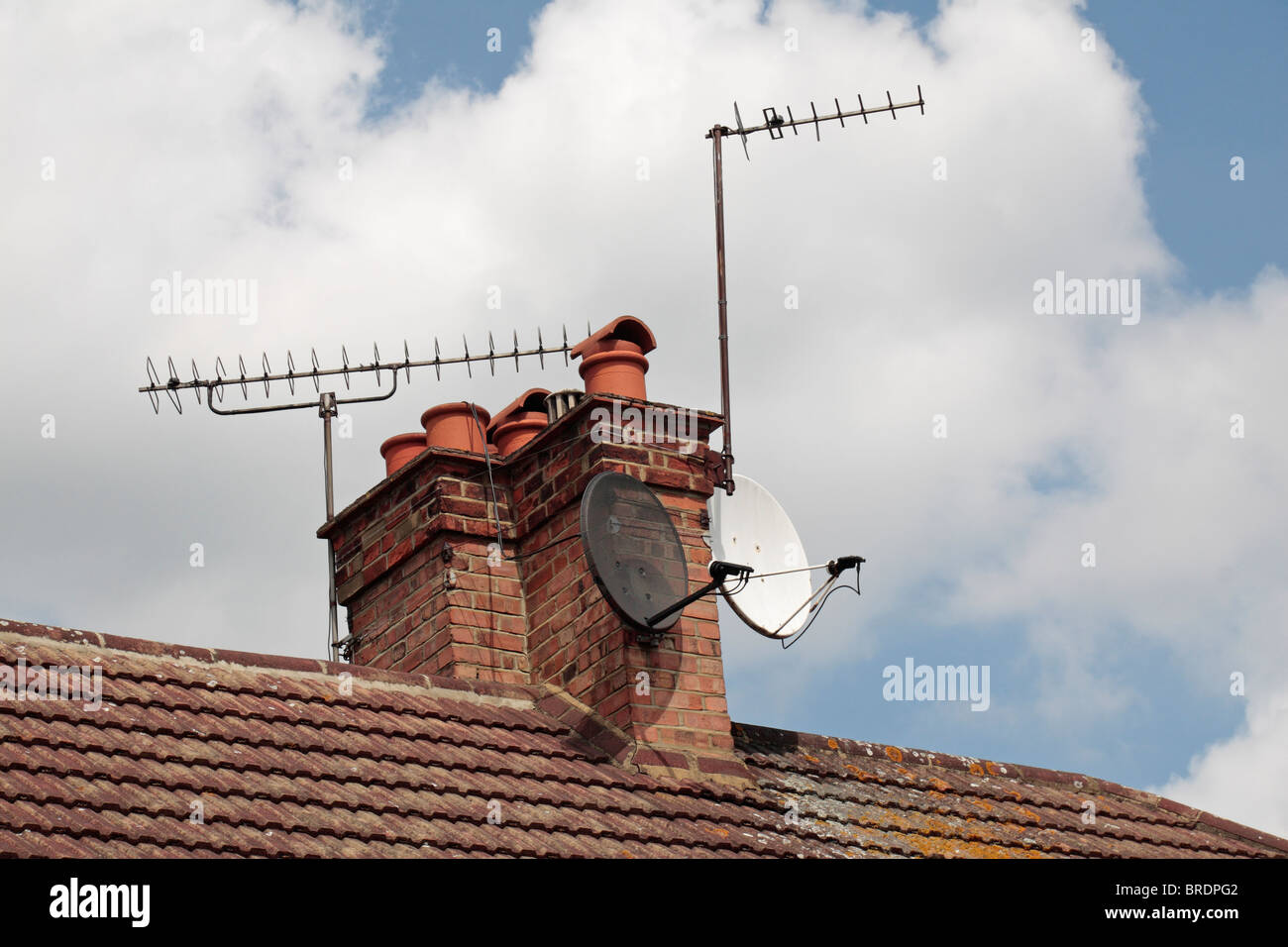 Mixture of analogue/digital & satellite television aerials on tiled
