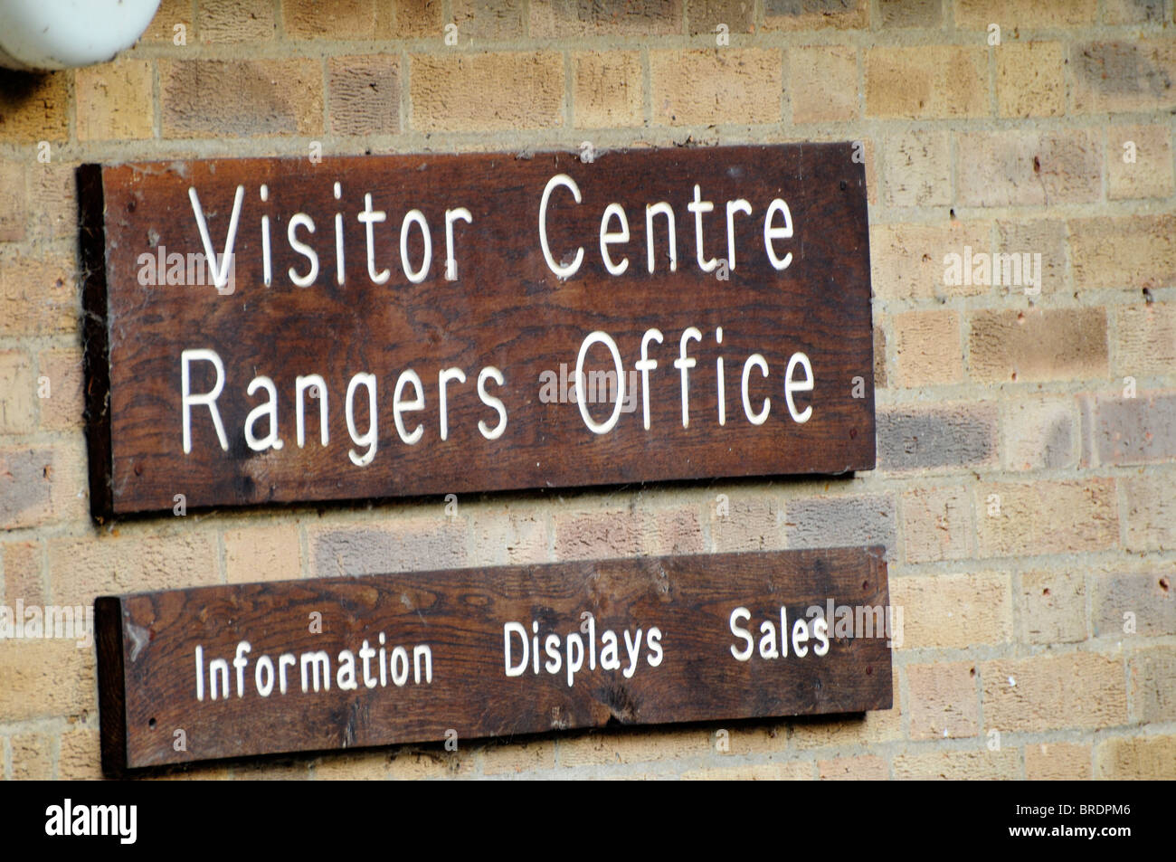 Visitors Centre and Rangers Office sign, Barnwell Country Park, Northamptonshire, UK Stock Photo