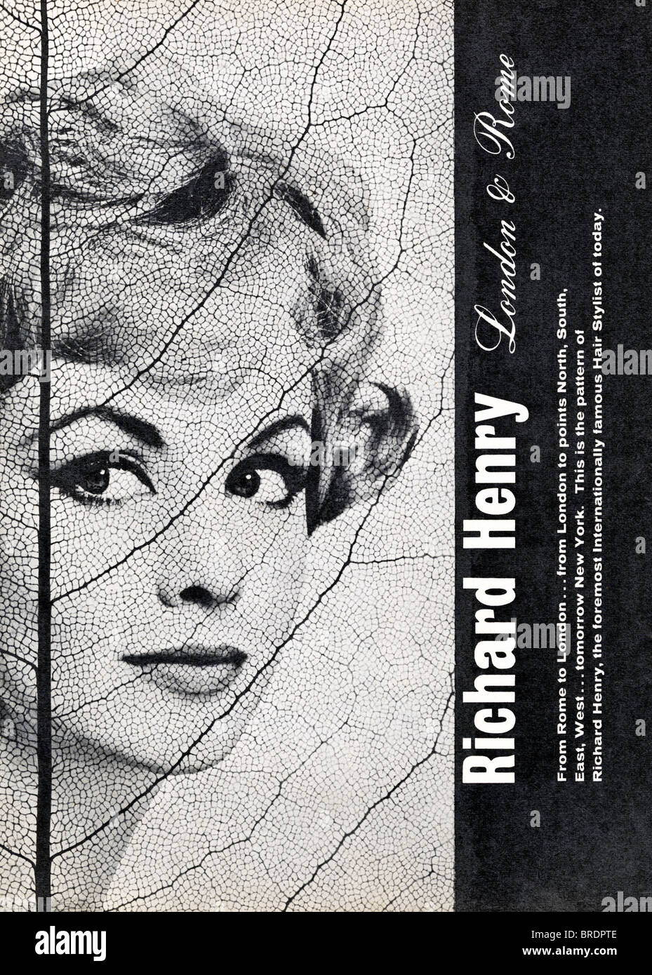Black And White Advert For Richard Henry Of London Hair Stylist In