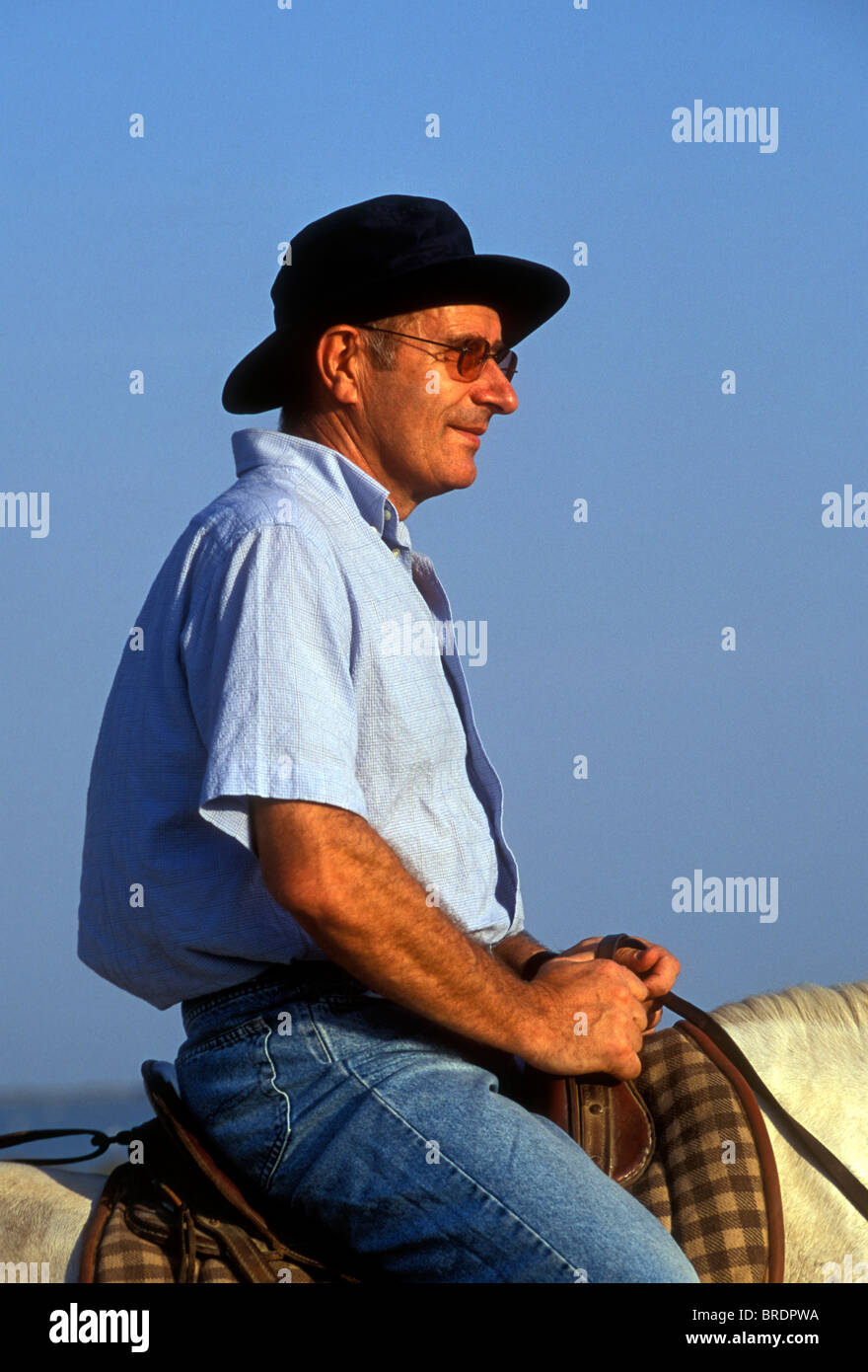 Frenchman, French man, tourist, horseback ride, riding horse
