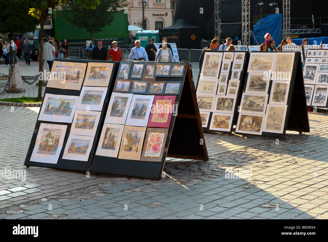 Paintings sold on the street Stock Photo