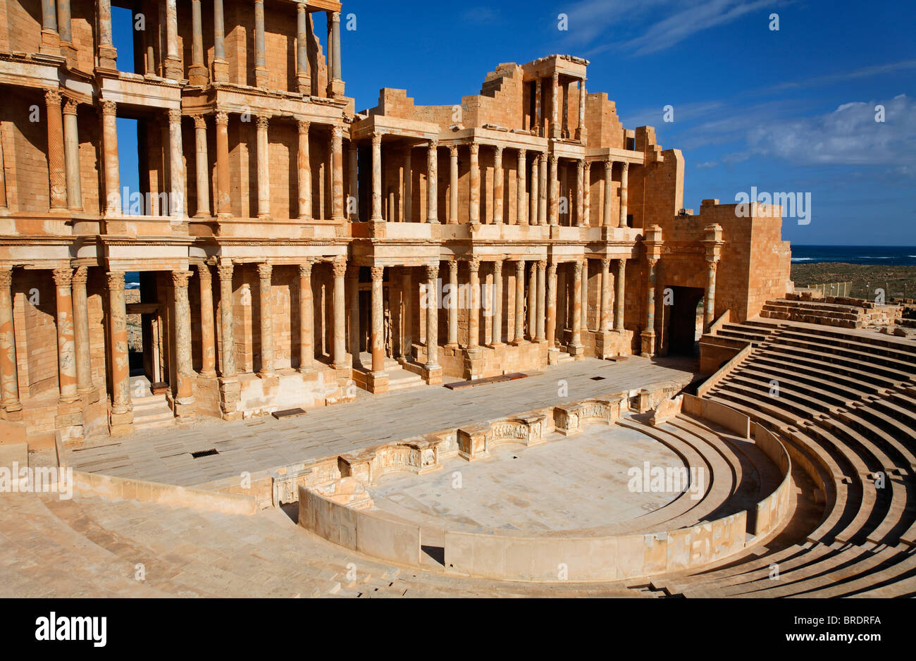 The Roman theatre at Sabratha, Libya Stock Photo