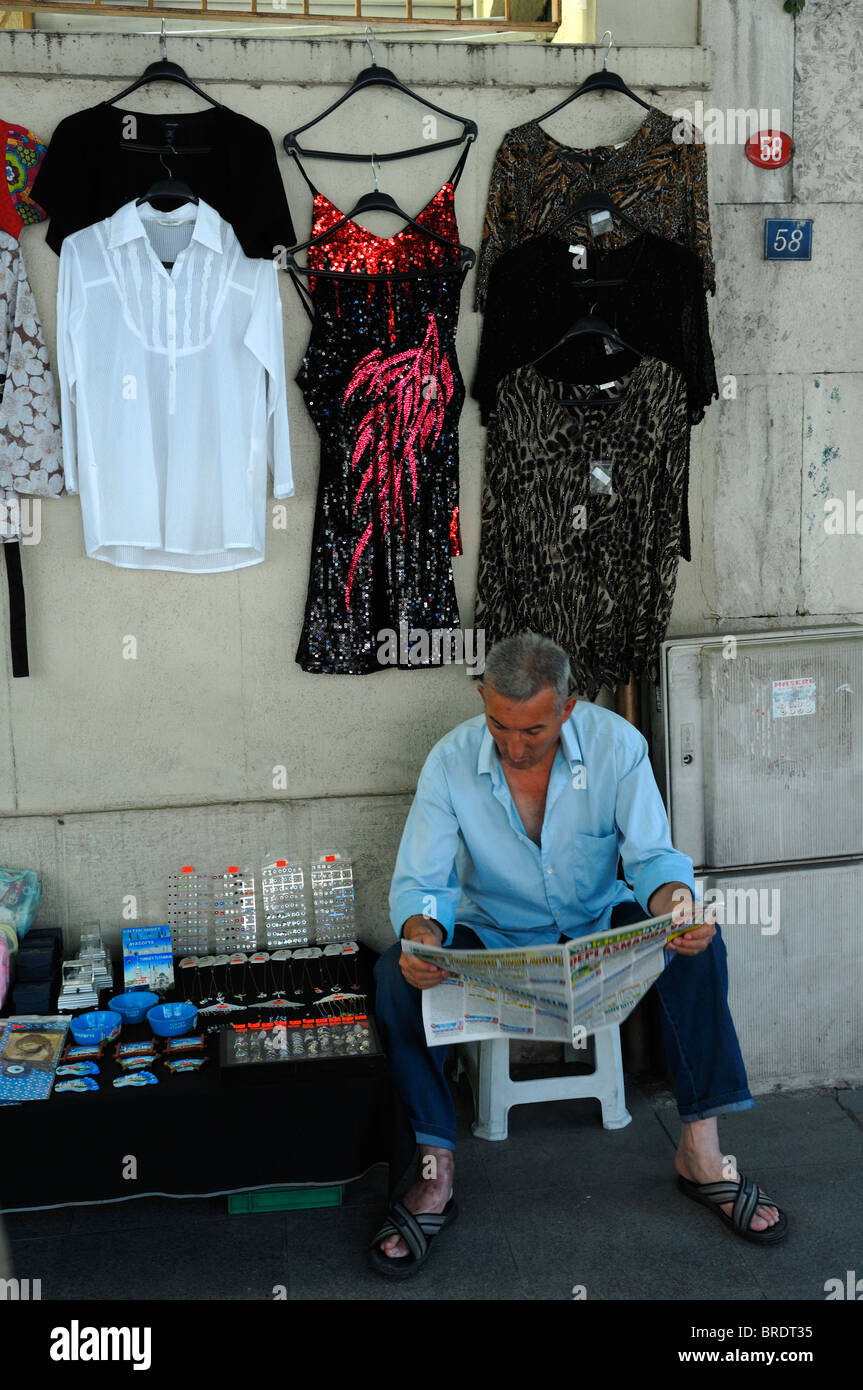 A small tradesman on Fuat Pasa Cadesii in Istanbul Stock Photo