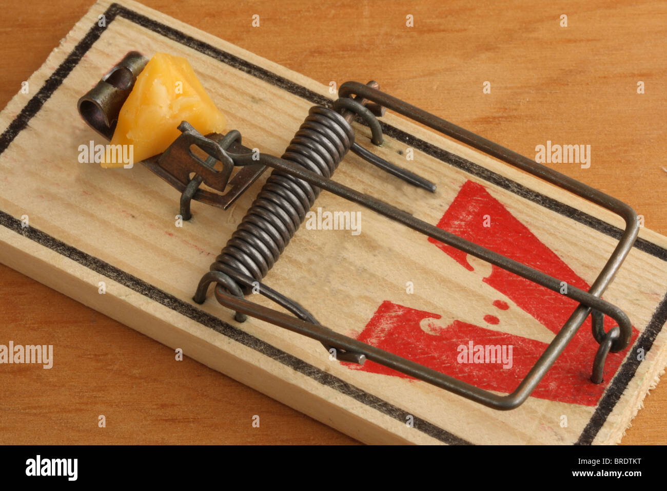 Set Mouse Trap with Cheese Bait Stock Photo