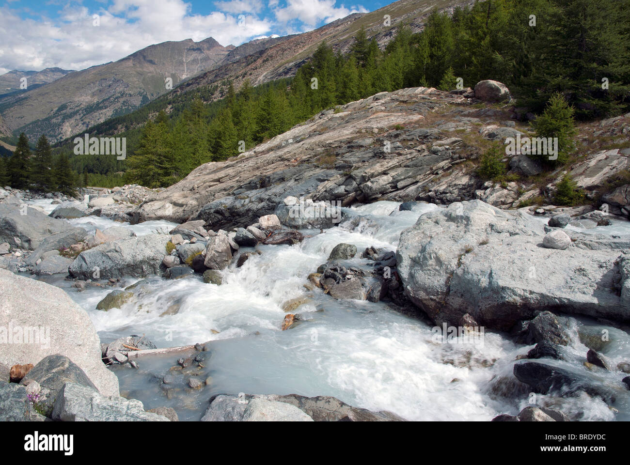 Vispa river detail - Saas Valley - Saastal - Valais - Alps - Switzerland   - Europe Stock Photo