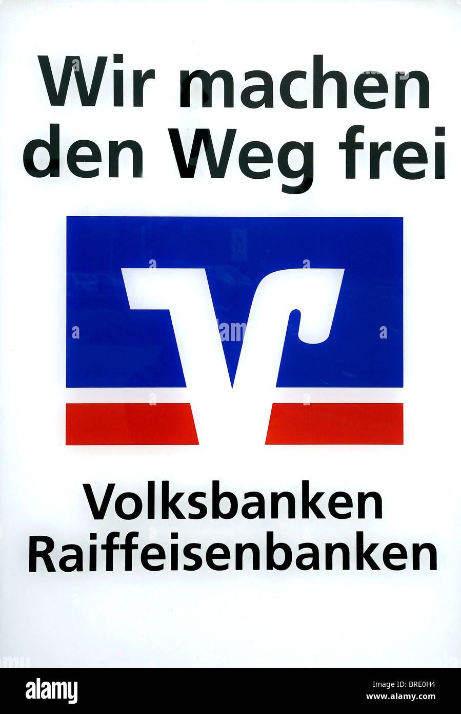 Logo of the Volksbank Raiffeisenbank banks in Schwaebisch Hall, Baden-Wuerttemberg, Germany, Europe Stock Photo