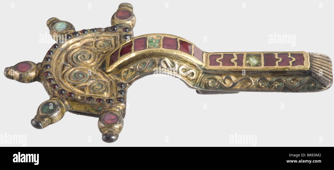 A Frankish or Bajuwaric silver fibula, 5th/6th century AD Heavy fibula ...