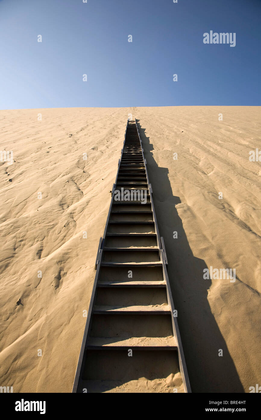 Stairs In The Dune Of Pyla Dune Du Pilat Biggest Dune In Europe On The Atlantic Coast Near Arcachon Departement Gironde Stock Photo Alamy