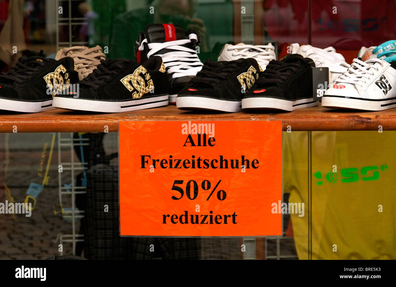 German 50% off Summer Shoe Sale Stock Photo