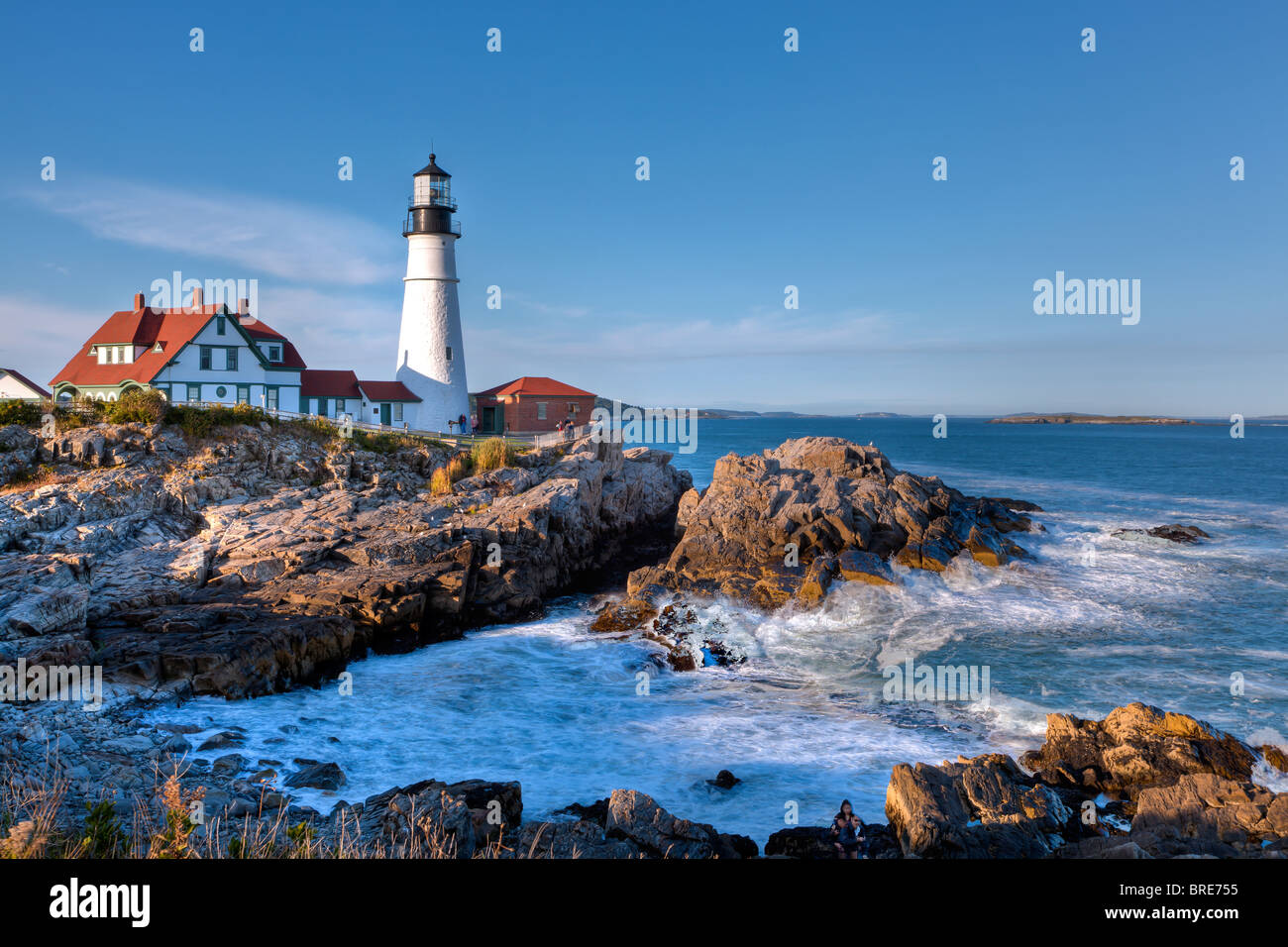 Lighthouse in Portland Maine In Fort Williams Park Stock Photo