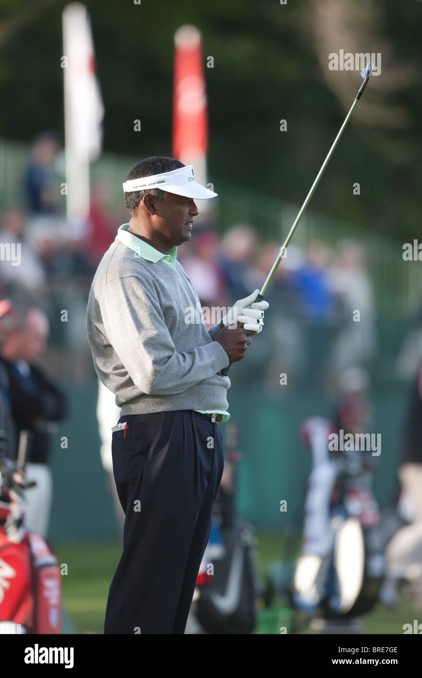 Vijay Singh on the practice tee at the 2009 USGA US Open Championship at Bethpage State Park in Farmingdale, New York Stock Photo