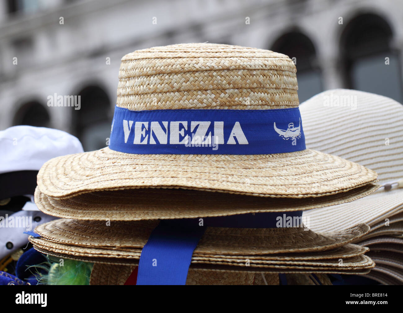 Straw hat with Venice band Stock Photo 