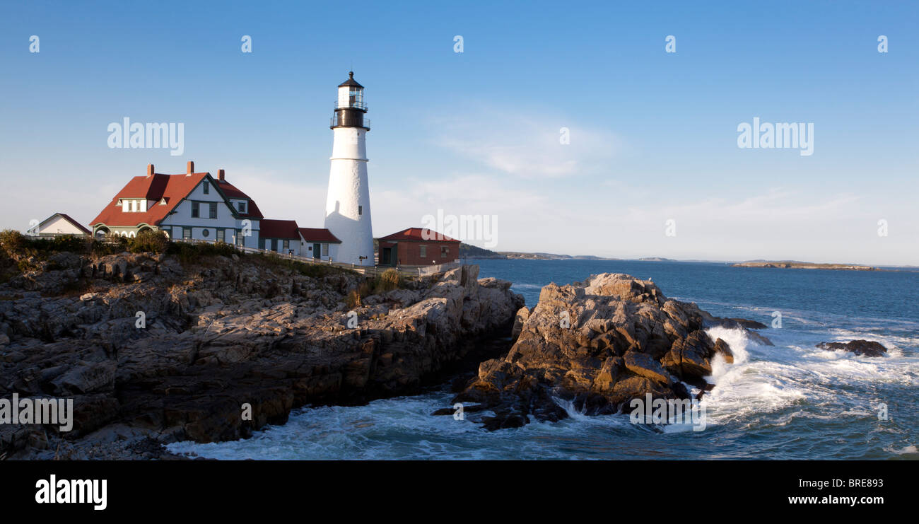 Lighthouse in Portland Maine in Fort Williams park Stock Photo