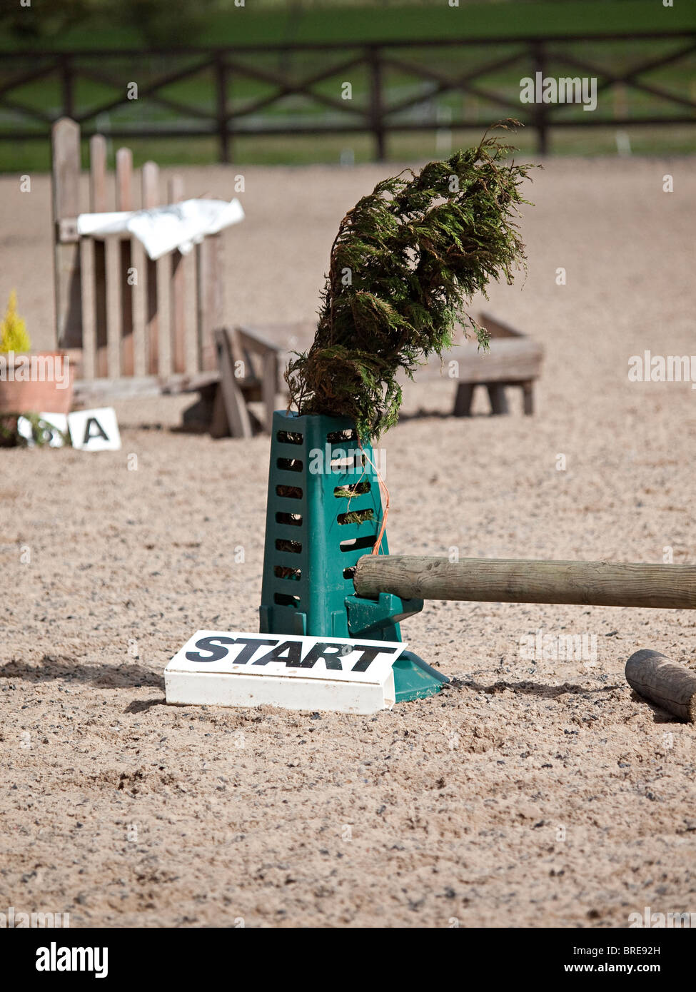 The start of a show jumping arena Stock Photo Alamy