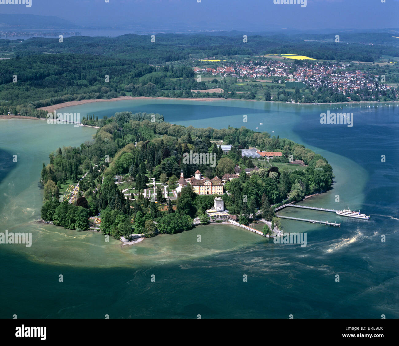 Aerial picture, Mainau Island, garden island on Lake Constance, Litzelstetten, Mainau Castle, Baden-Wuerttemberg Stock Photo