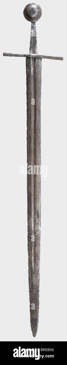 A German knightly sword, circa 1200 A double-edged blade with long ...