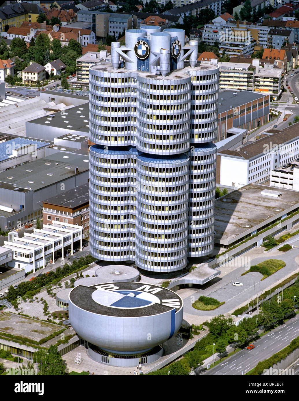 Aerial picture, Munich, BMW-Tower, Upper Bavaria, Germany, Europe Stock Photo
