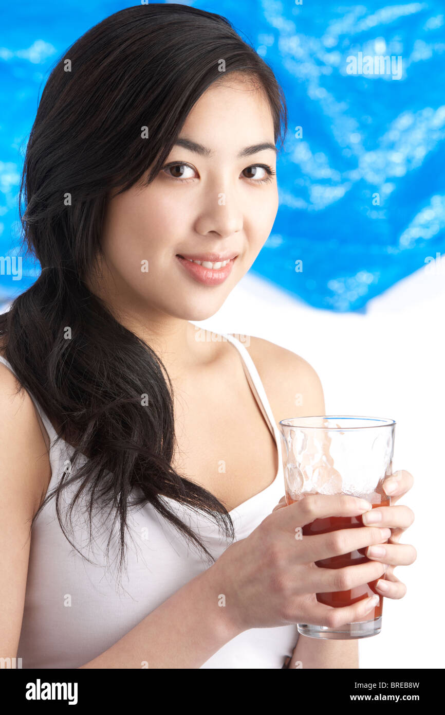 Asian pretty young woman drink hi-res stock photography and images - Alamy