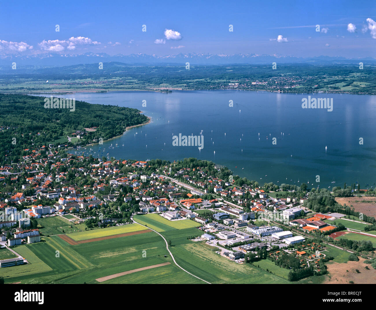 Herrsching am Ammersee, Upper Bavaria, Germany, Europe, aerial view