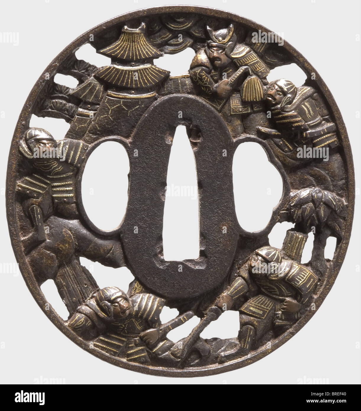 A Japanese tsuba, Soten School, ca. 1700 Iron tsuba in marugata Stock Photo 31666656 Alamy
