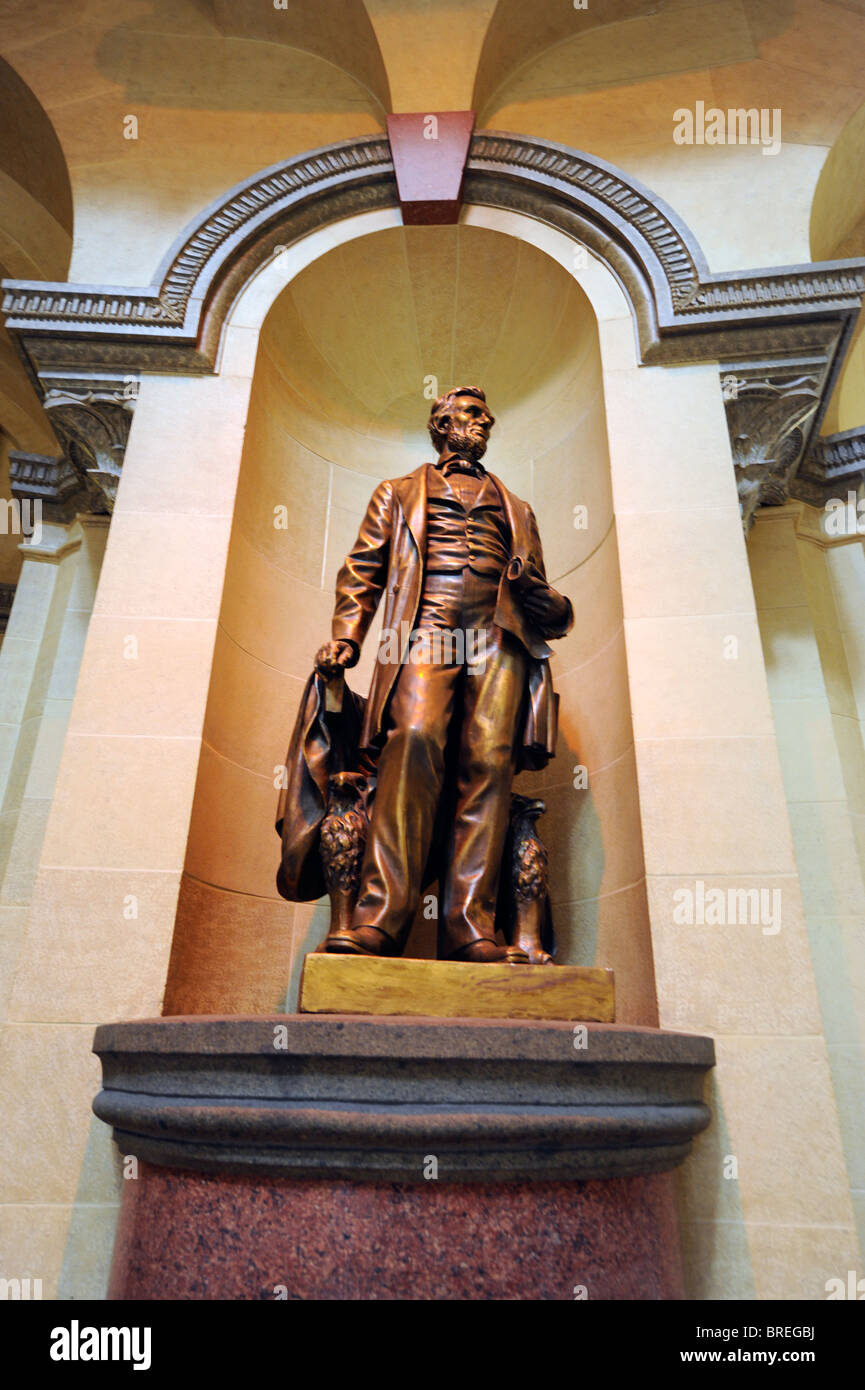 Statue of Abraham Lincoln inside State Capitol Building Springfield