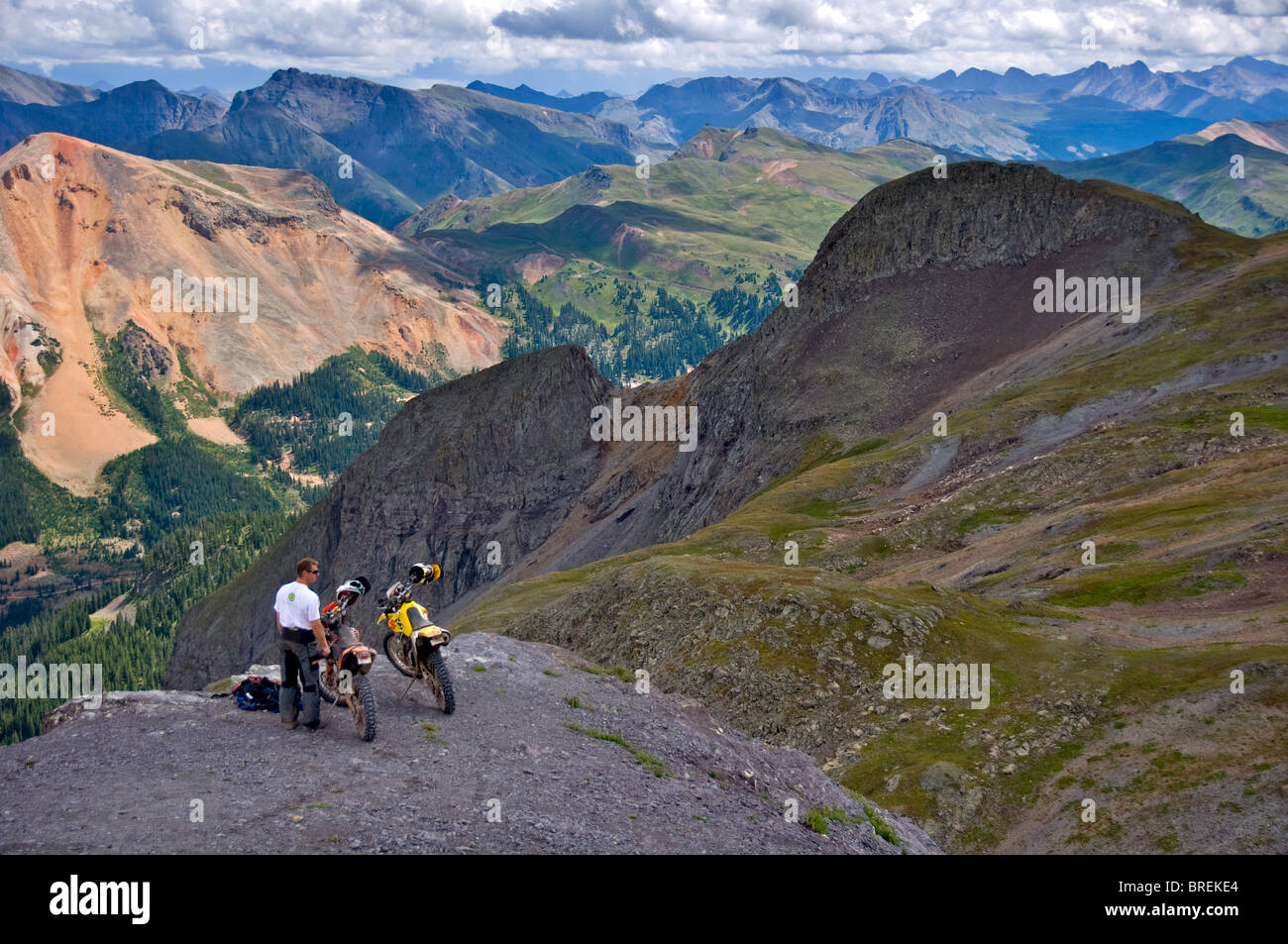 Motorcycle rider on Imogene Pass, Telluride, Ouray, Colorado Stock ...