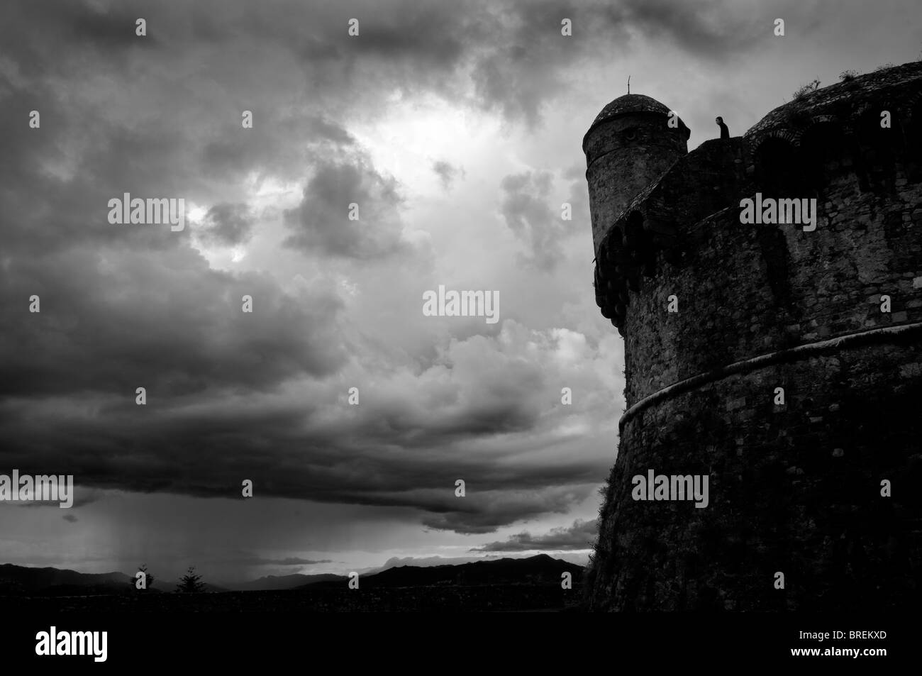 Sarzana village. Italy. The castle Stock Photo