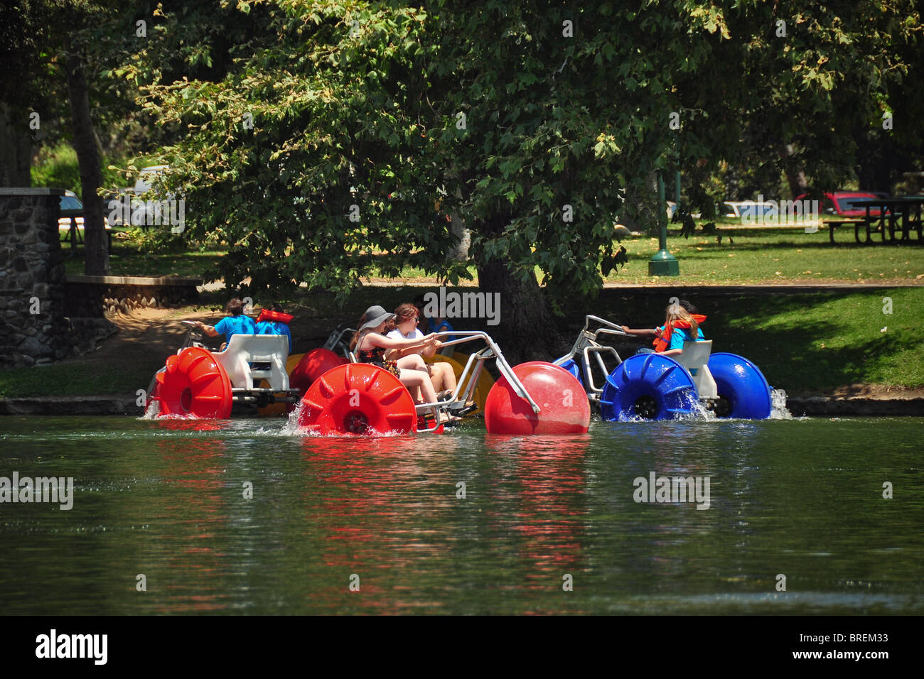 Paddle boats on a lake at Irvine Park, Orange County, California Stock Photo Alamy