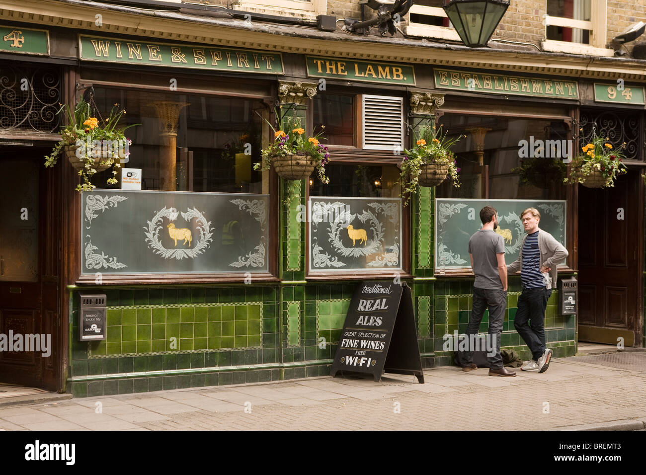 The Lamb a traditional pub in central London run byYoungs Britain's well known real ale brewer Stock Photo