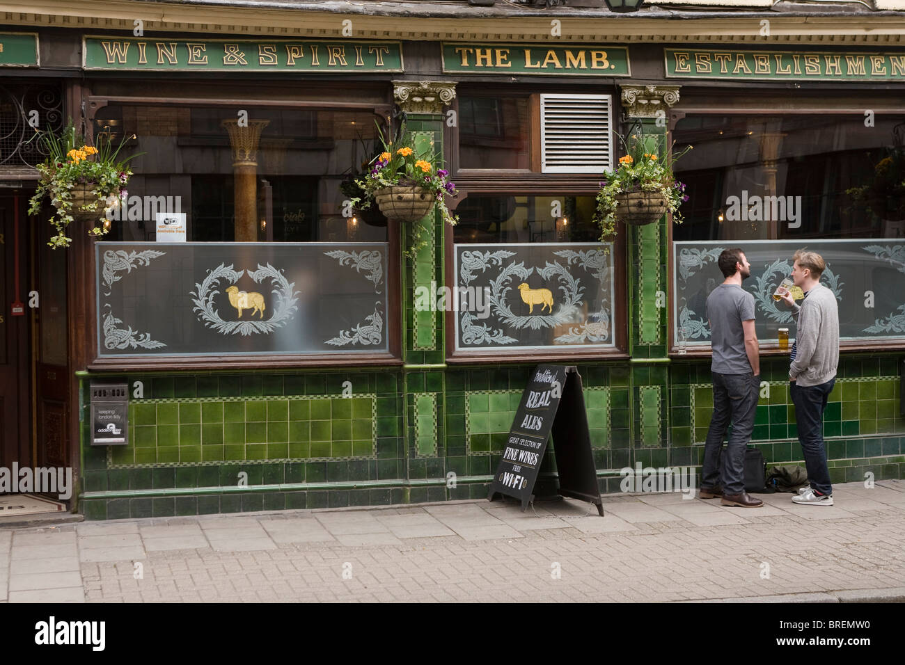 The Lamb a traditional pub in central London run byYoungs Britain's well known real ale brewer Stock Photo