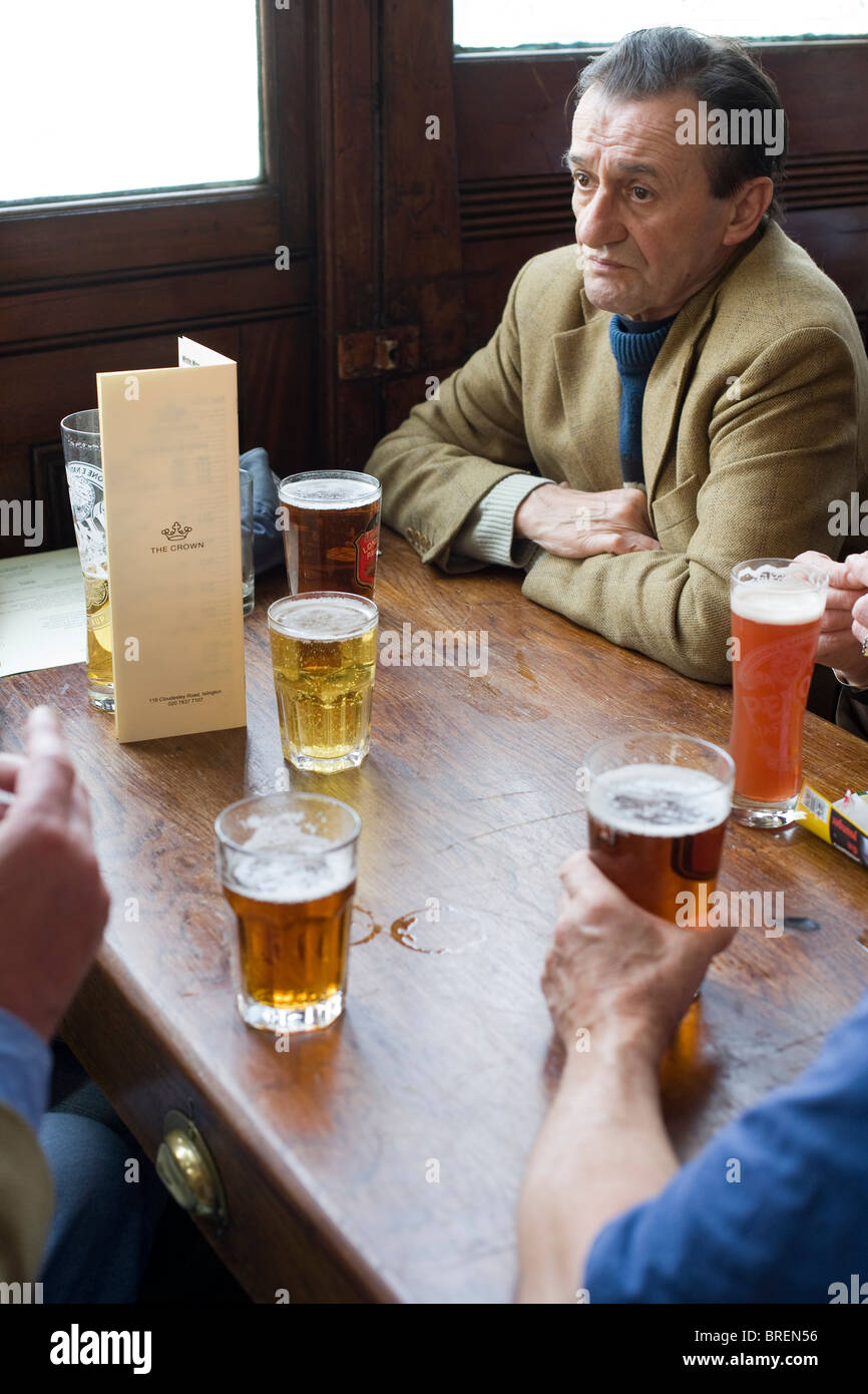 The Crown  a popular pub for beer and food in Islington London.Real ale and lager Stock Photo