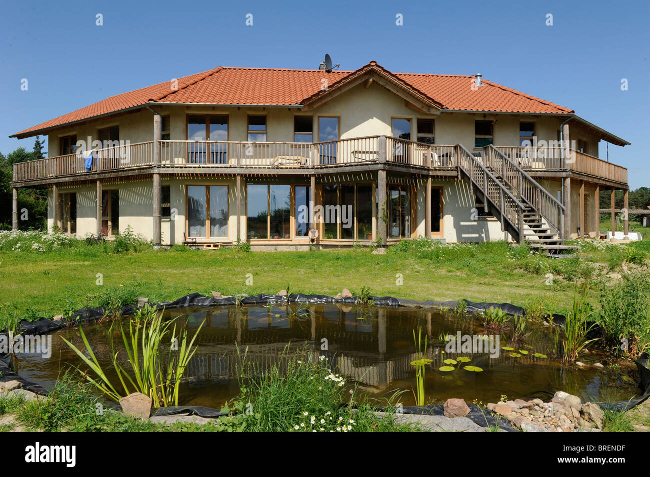 Europe Germany GER , eco village Siebenlinden, building from straw bales and clay Stock Photo
