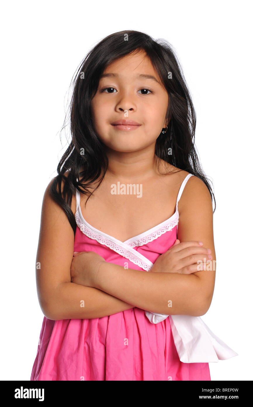 Young Asian girl with arms crossed isolated over white background Stock  Photo - Alamy