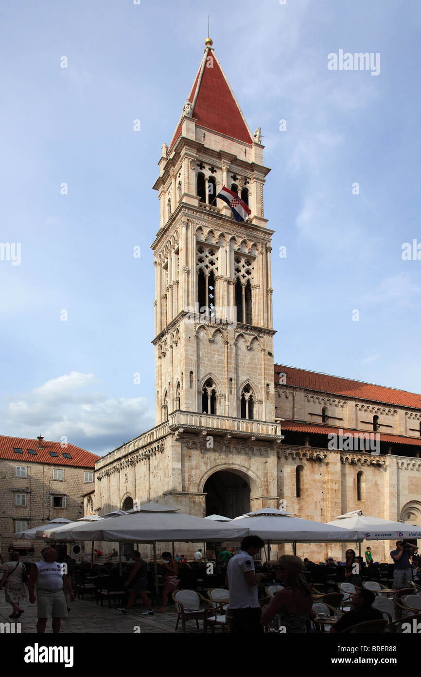 Tower of Cathedral of St. Lawrence, Trogir, Dalmatia, Croatia Stock Photo