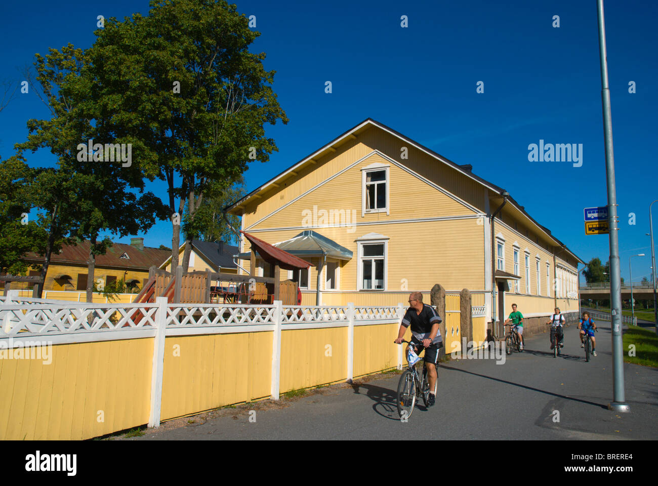 Bicyclists in Pori Finland Europe Stock Photo