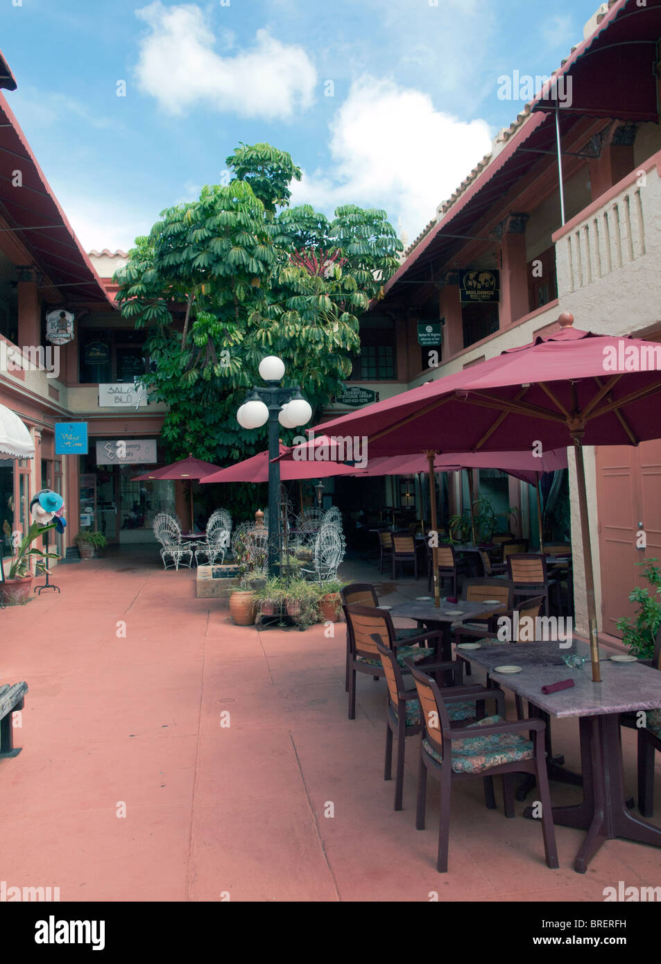 Bell-Air Courtyard at Cocoa Village on the East Coast of Florida Stock Photo