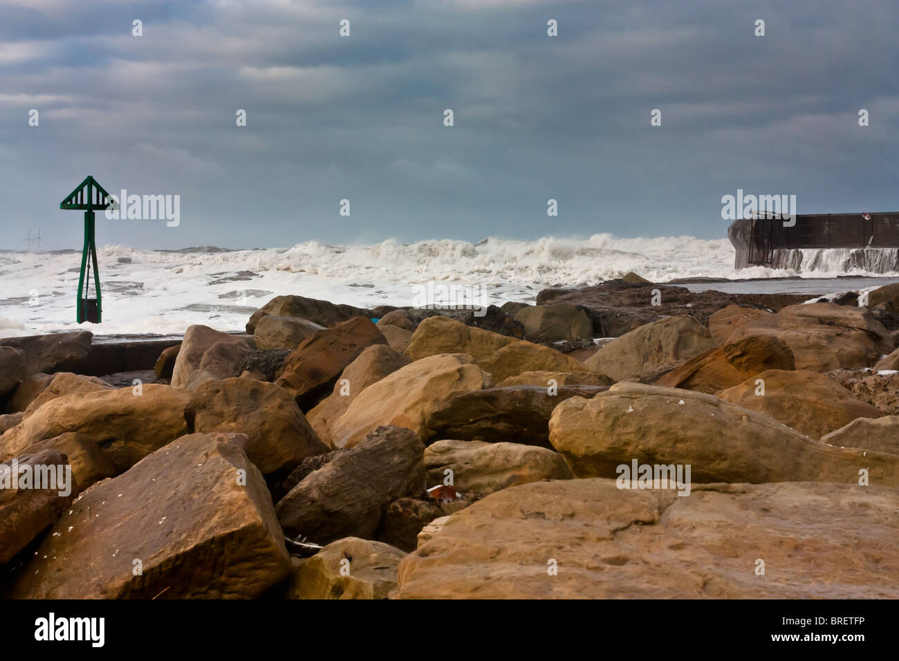 Moody stormy seascape of the English North Sea off the North East Coast ...