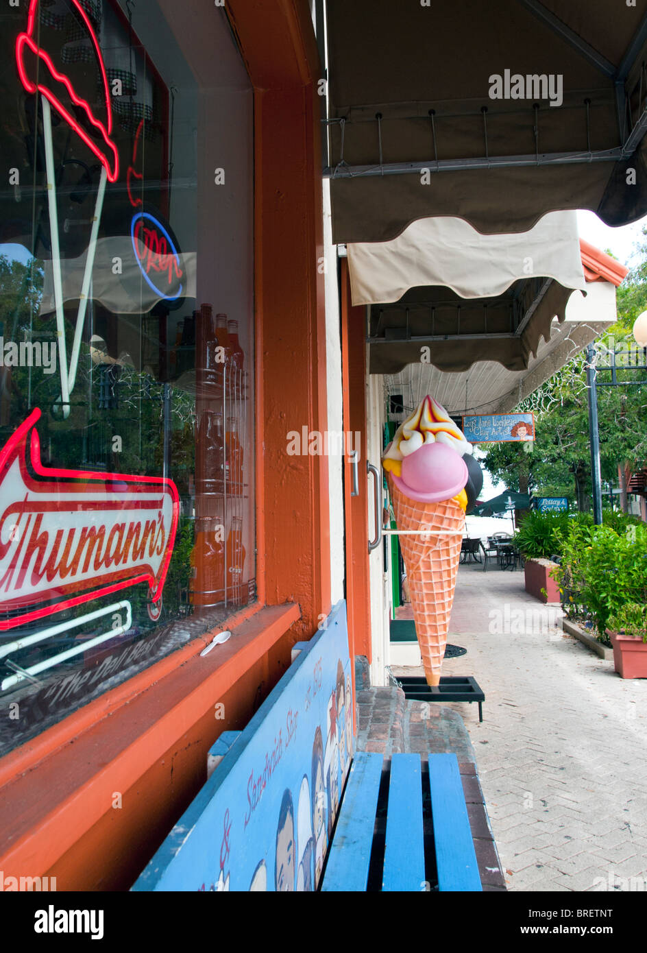Ice Cream Cone in Cocoa Village on the East Coast of Florida Stock Photo
