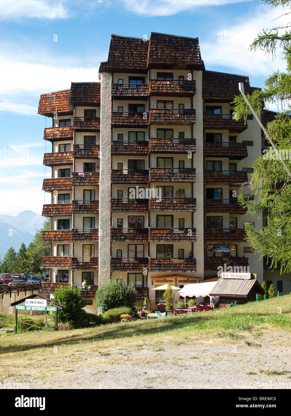 Tourism apartments in Les Orres, Hautes Alpes, France Stock Photo